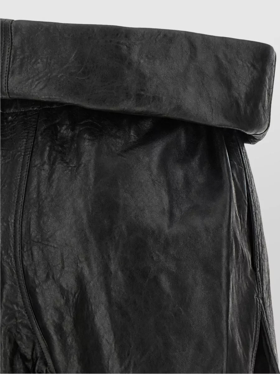 Rick Owens Leather Asymmetric High-Rise Shorts