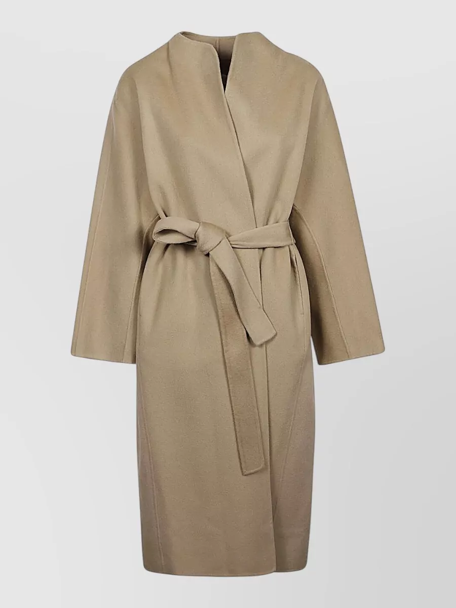 SANDBEIGE cashmere wool belted midi coat