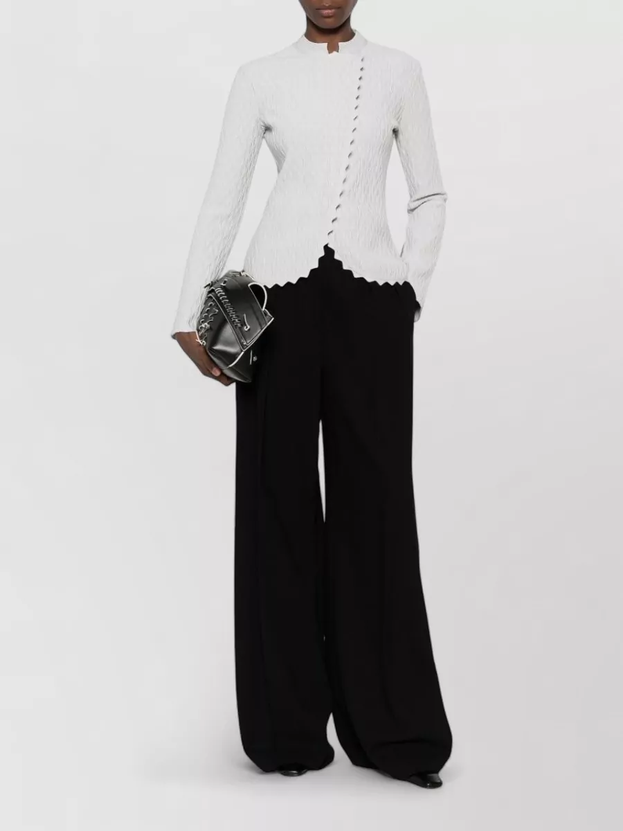 Emporio Armani Wave-Textured Asymmetric Zip Knitted Jacket