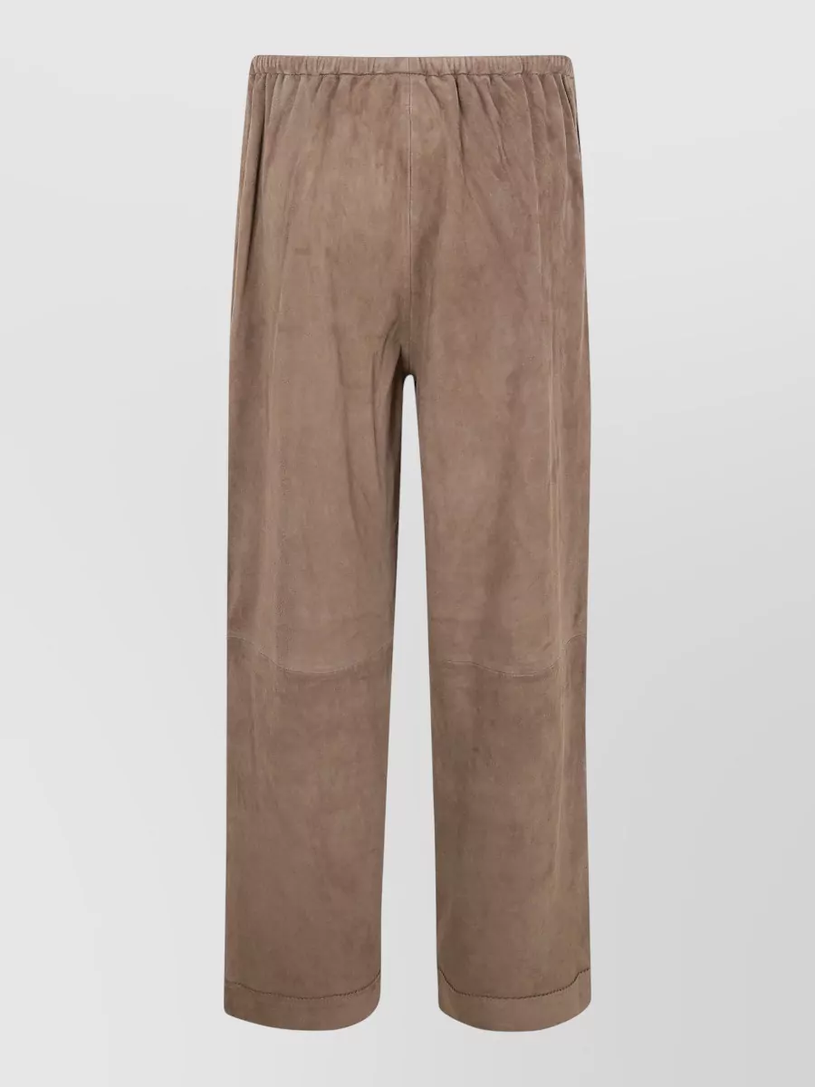 By Malene Birger Joanni Suede Wide Leg Cropped Trousers