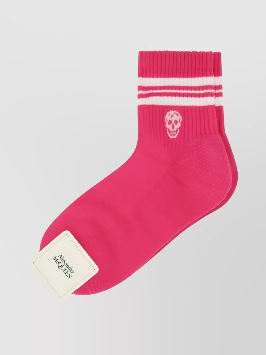Shop Alexander Mcqueen Stripe-trim Socks In Pink