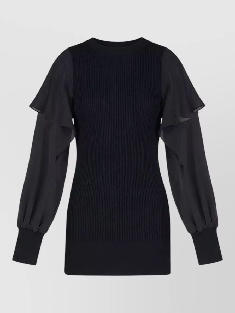 Sacai Ribbed-knit cotton crew-neck long-sleeve jumper