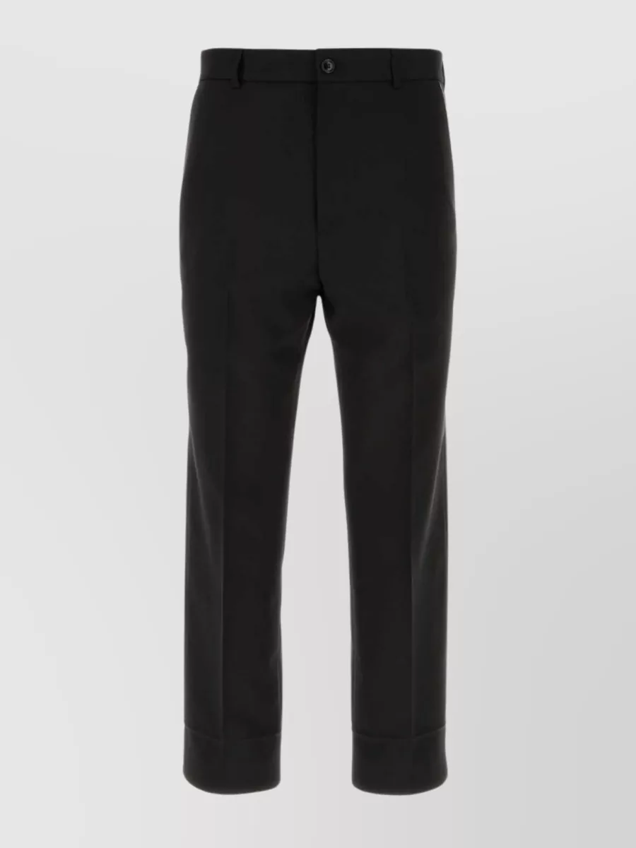 Shop Gucci Tailored Jacquard Trousers With Front Crease And Cuffed Hem In Black