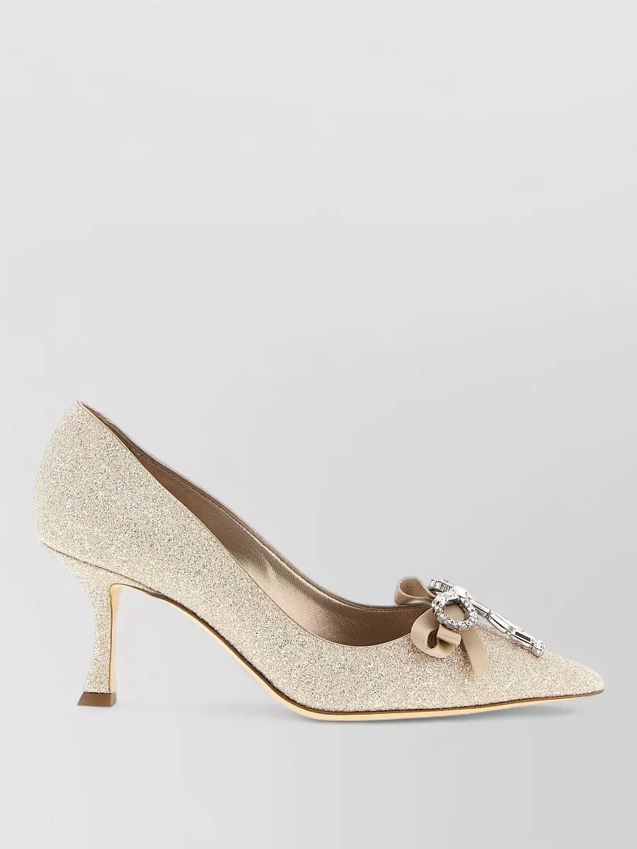 Jimmy Choo Auria Pumps Pointed Toe Glitter Bow