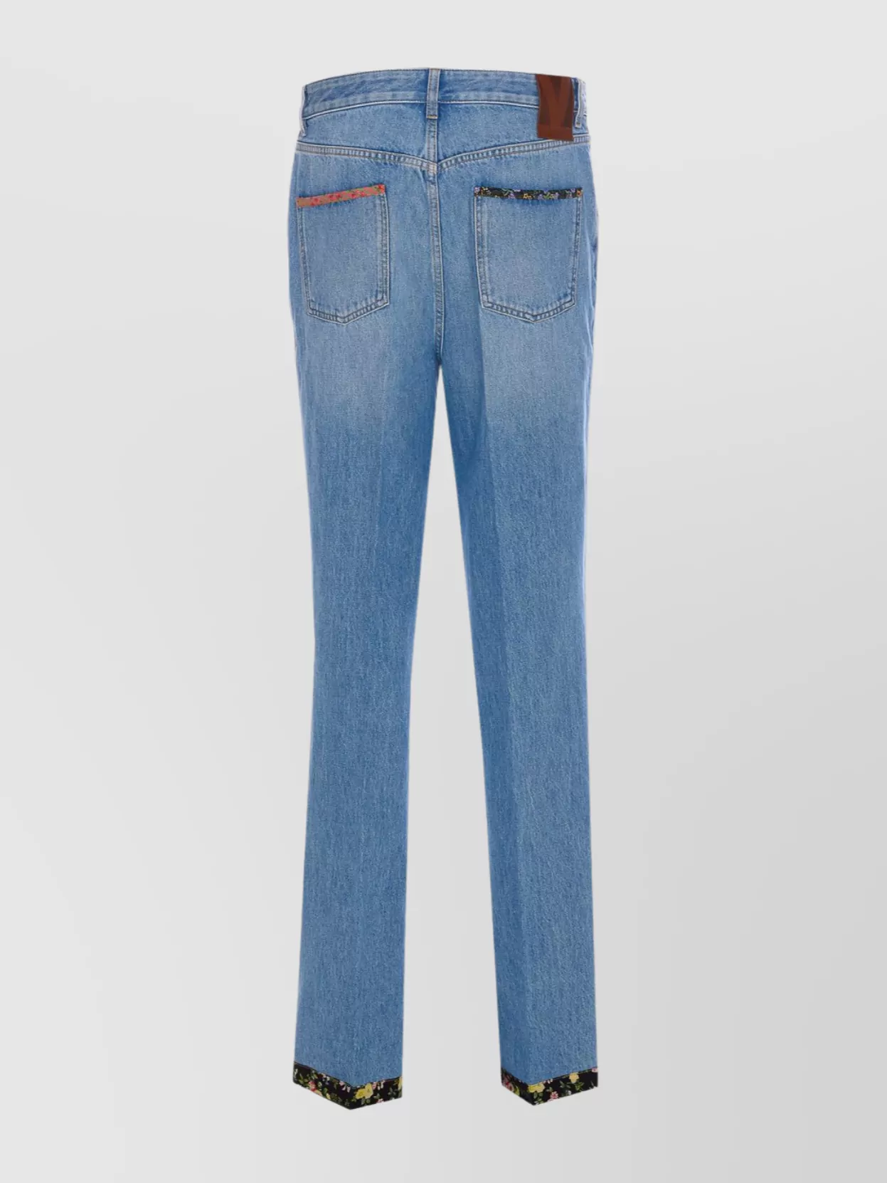 Valentino Garavani Denim Jeans With Floral Trim Trousers