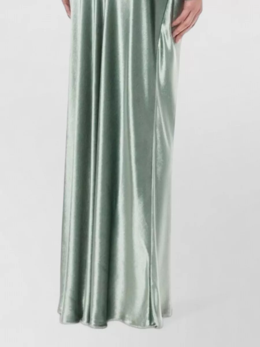 Alberta Ferretti Long Dress Velvet Satin Round Neckline