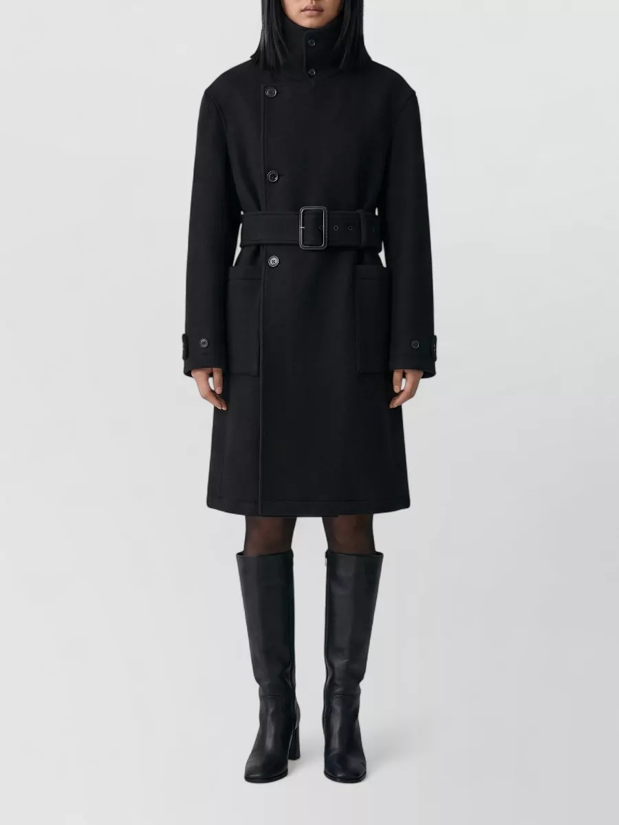 Lemaire wool alpaca fitted belted wrap coat