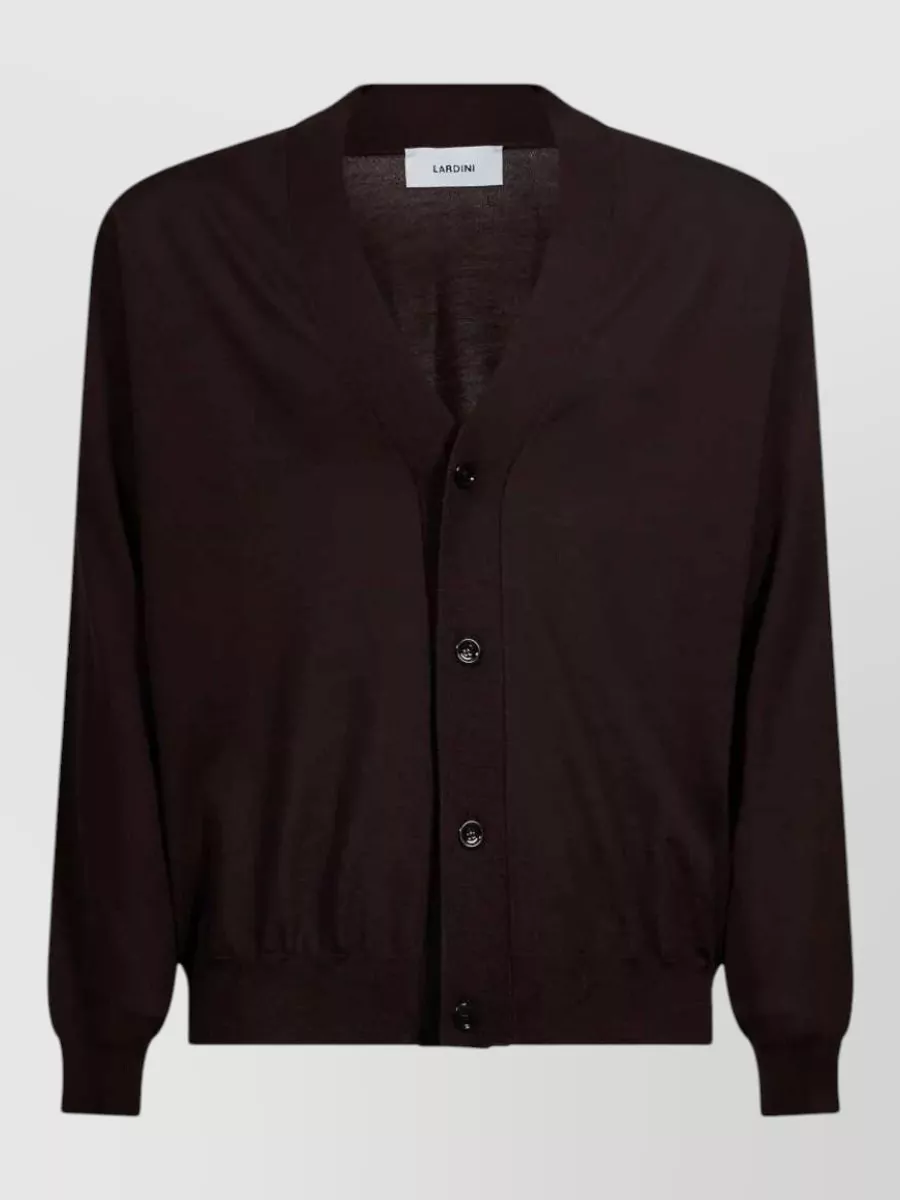 Lardini wool v-neck ribbed cardigan