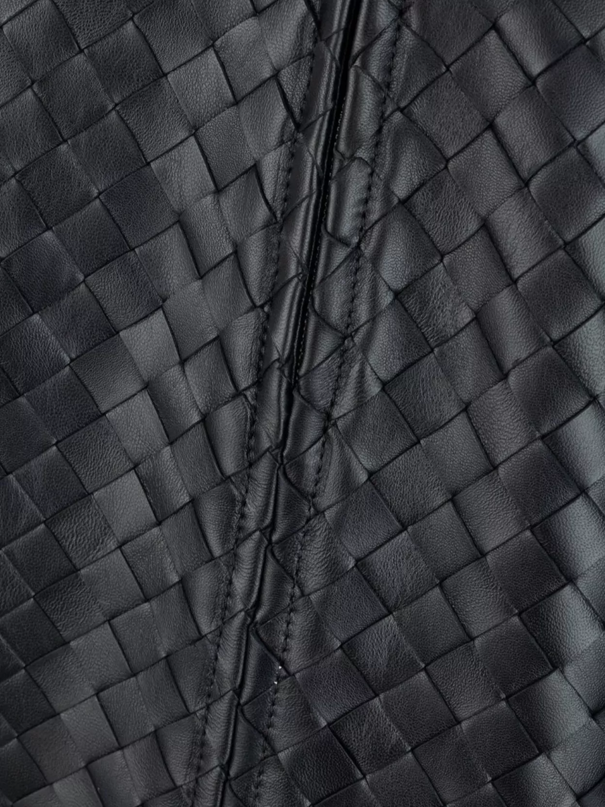 Bottega Veneta Womens Black Intrecciato Two-slip-pockets Leather Midi Skirt