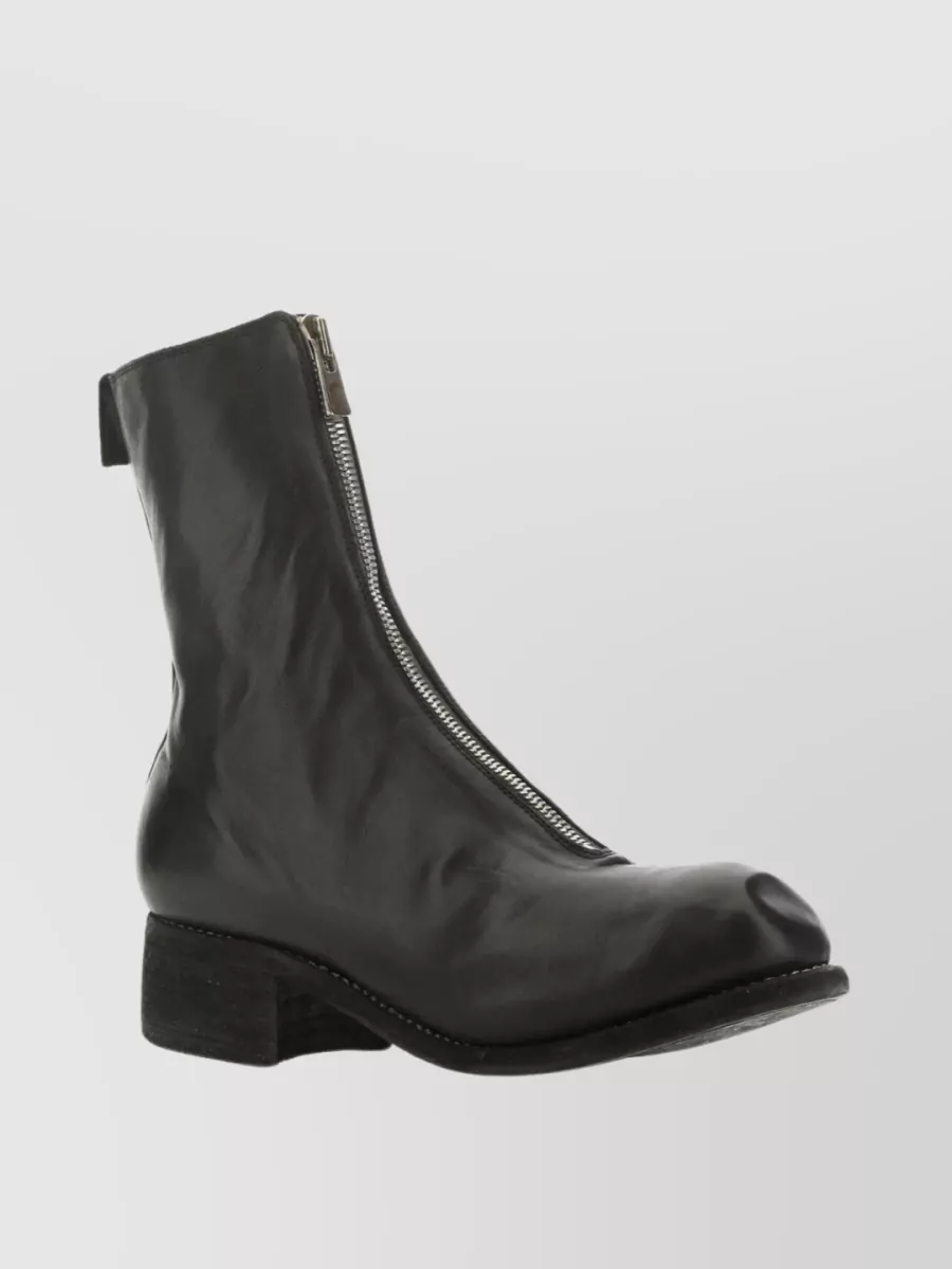 Shop Guidi Round Toe Leather Pl2 Boots In Black