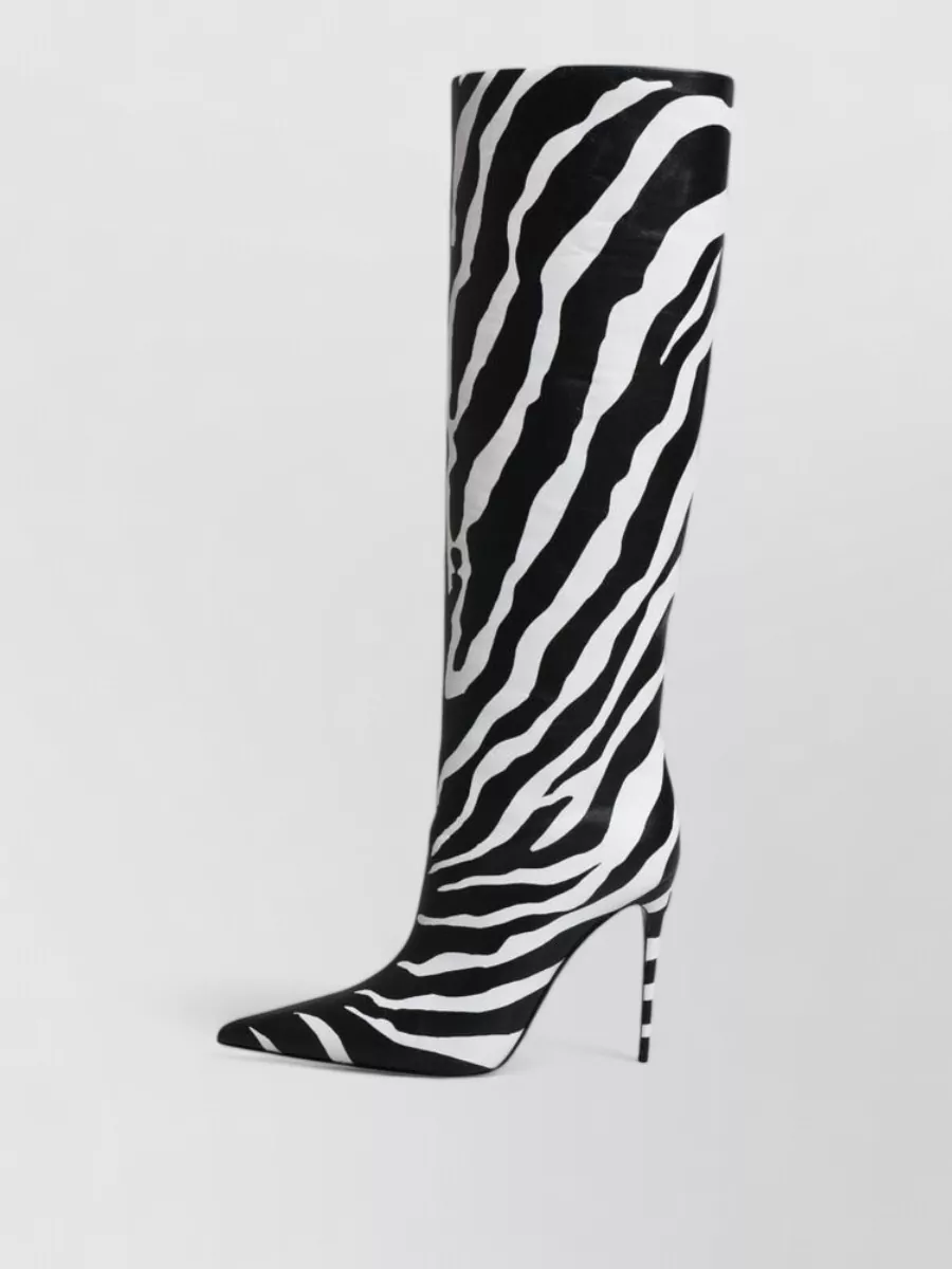 Dolce&Gabbana Leather Zebra-Print Knee-High Boots