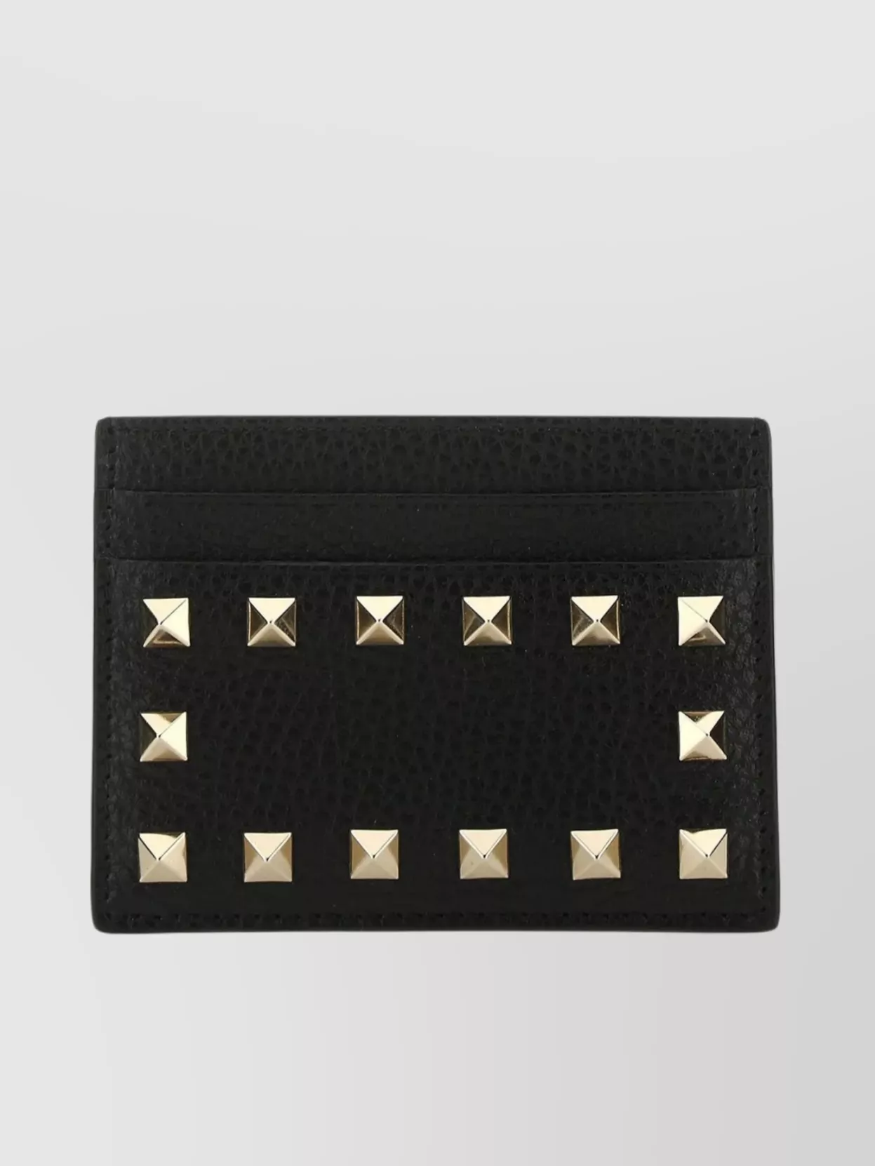 Shop Valentino Studded Leather Card Holder In Black