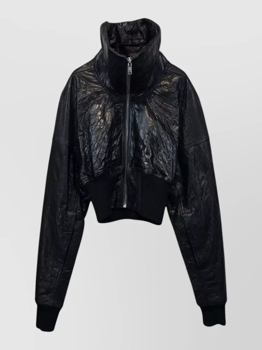 Rick Owens leather cropped padded bomber jacket
