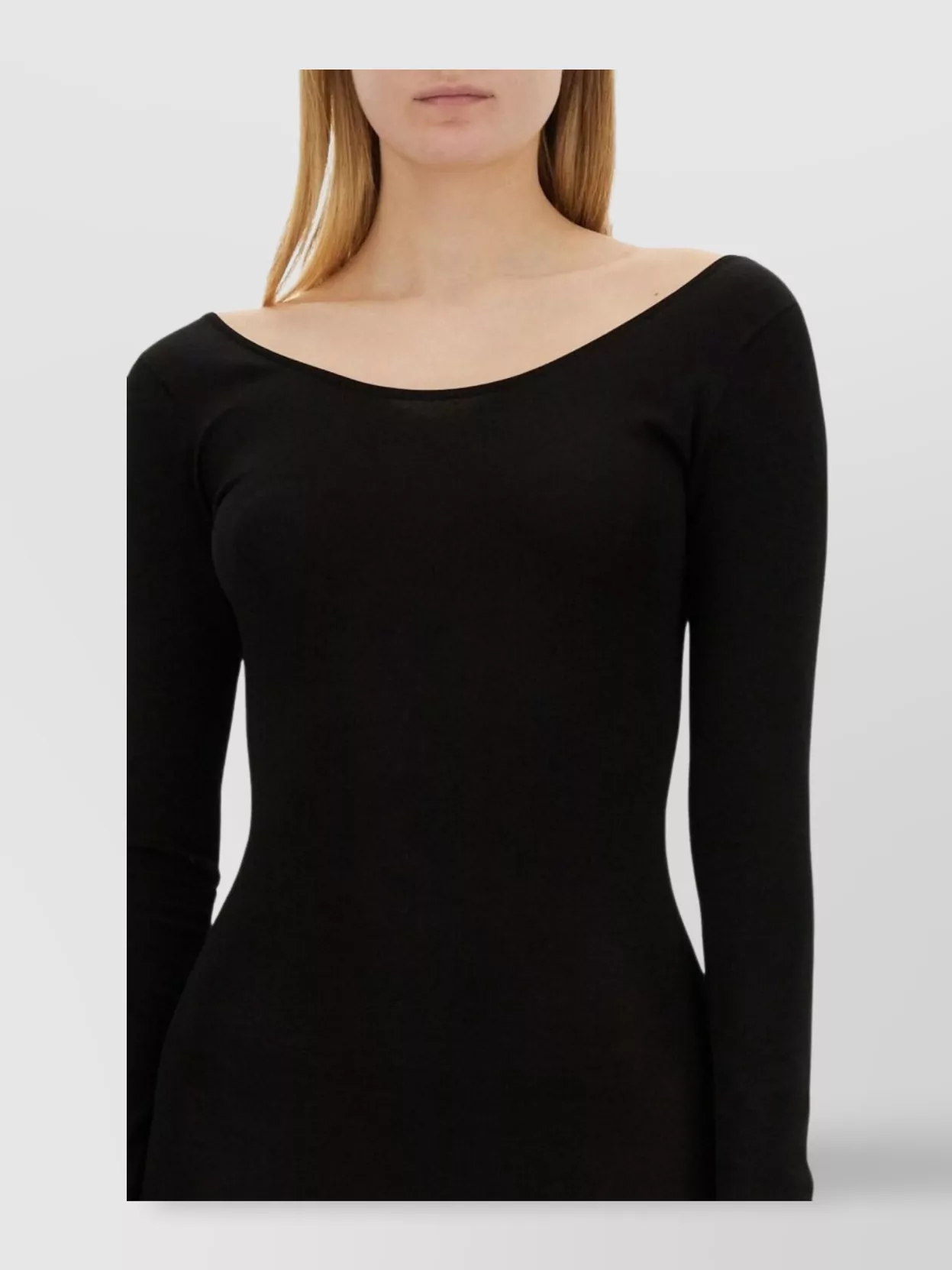 Fabiana Filippi Fitted Long Sleeve Scoop Neck Dress