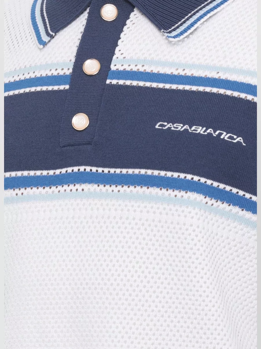 Casablanca Mesh Stripe Polo Shirt