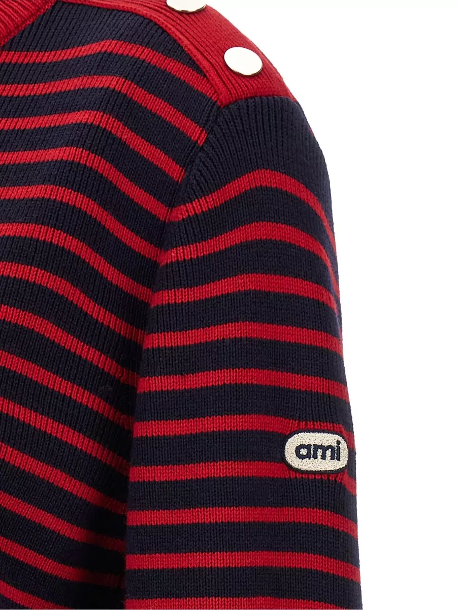 Ami Paris Wool Striped Crewneck Sweater