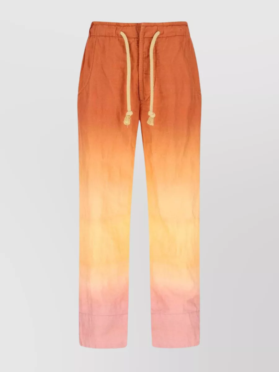 Shop Isabel Marant Cotton Pant With Elastic Waistband And Cuffed Hem In Multicoloured