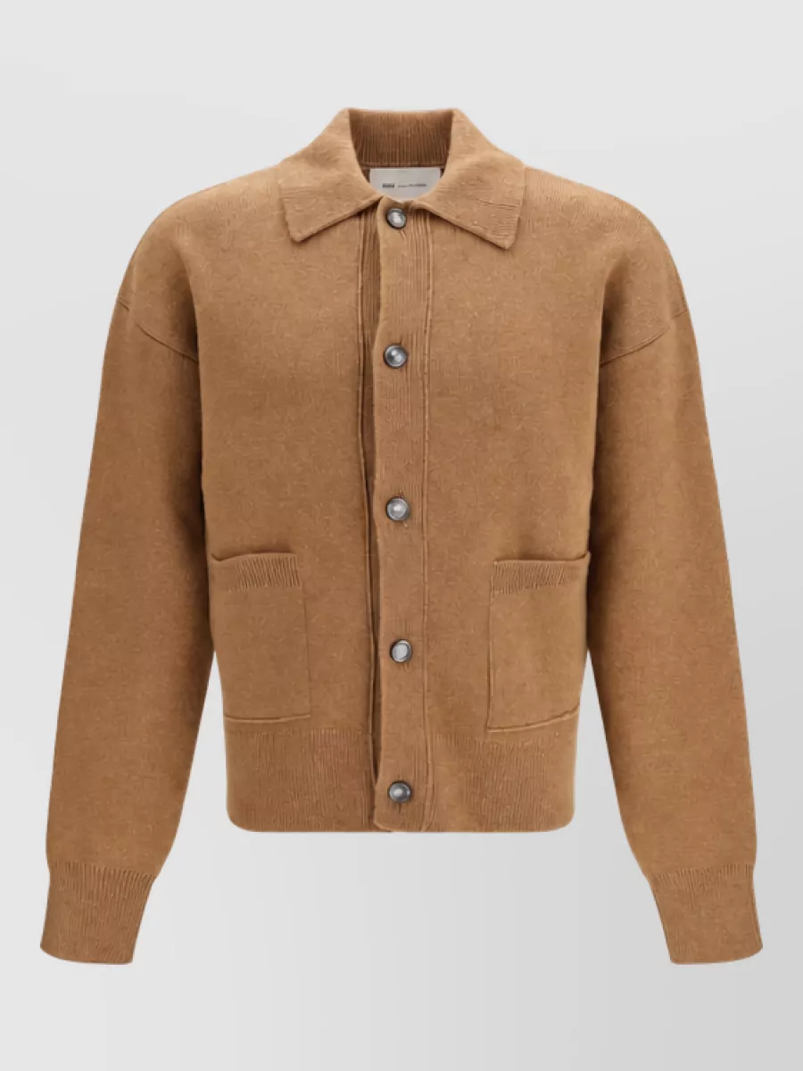 Ami Paris wool shirt collar cardigan