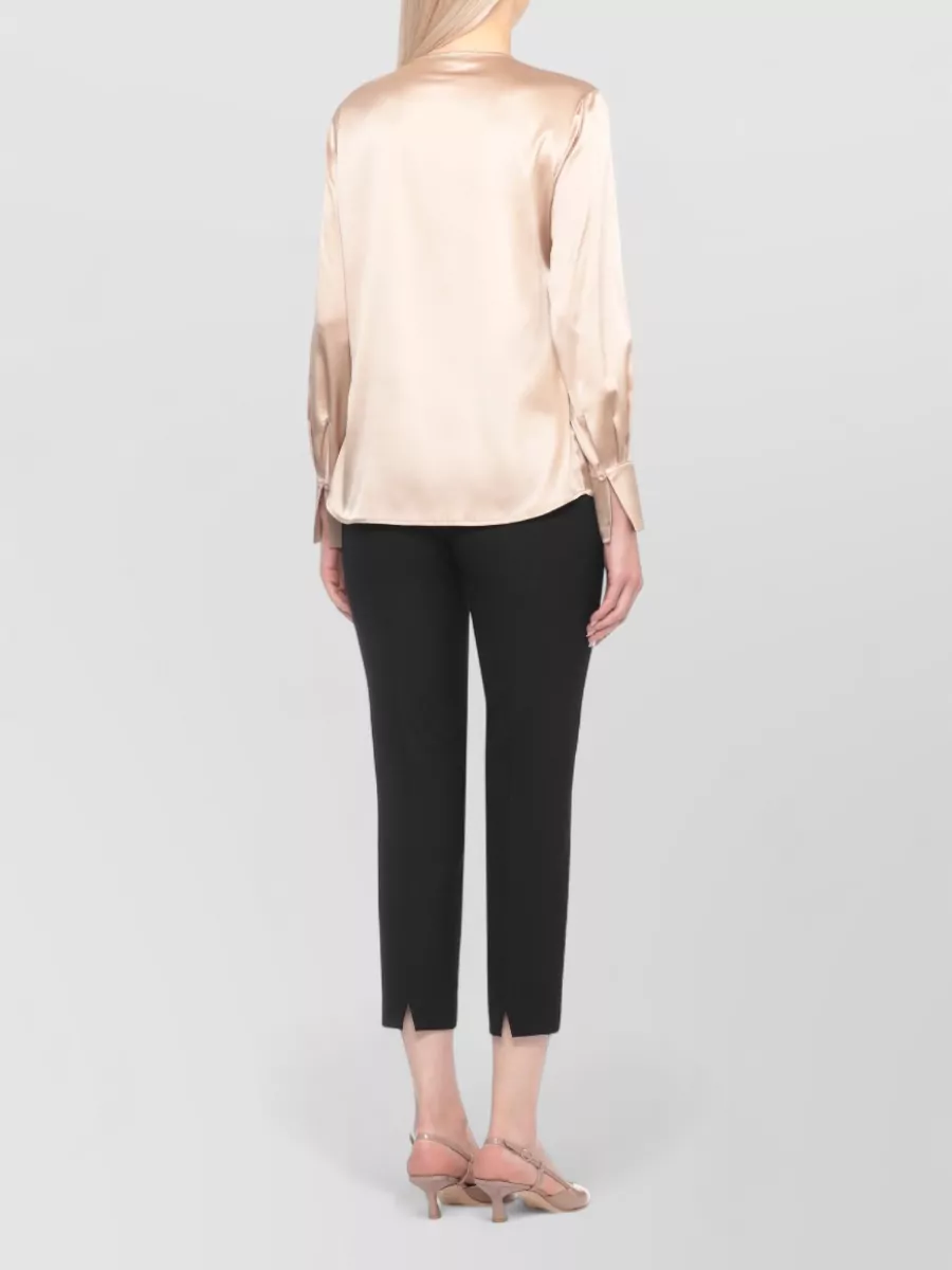 Peserico Silk Blouse With Pleated Front And Buttoned Sleeves