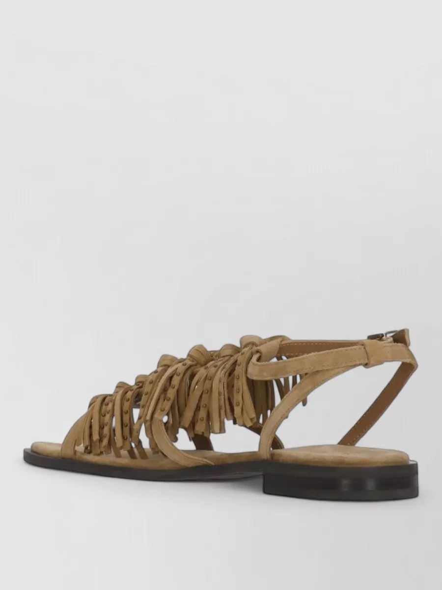 Ash Leather Studded Flat Sandals