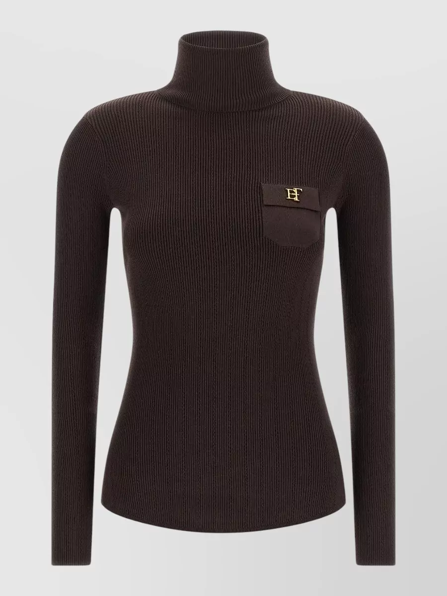 Elisabetta Franchi Silk-blend ribbed turtleneck sweater