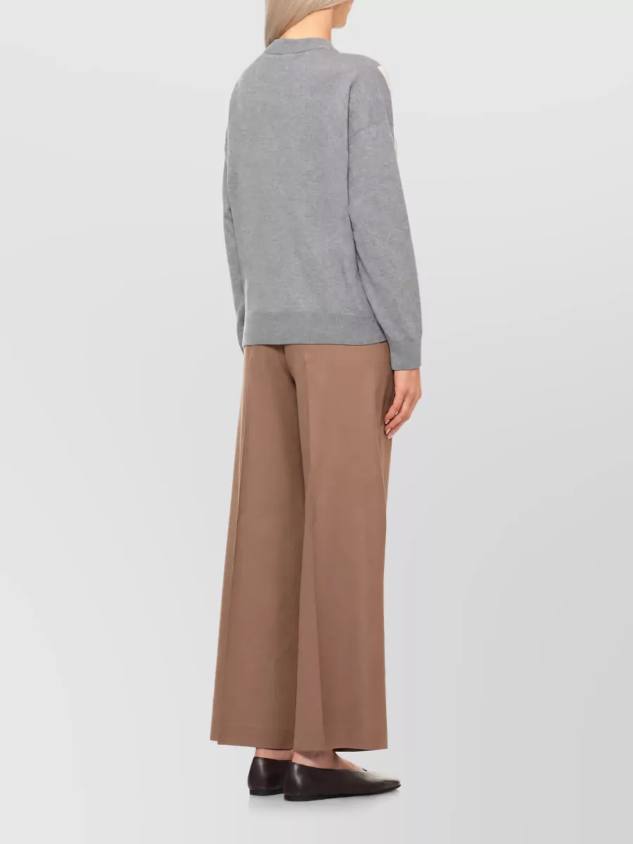 Peserico Wool Silk Cashmere Geometric Pattern Crewneck Sweater
