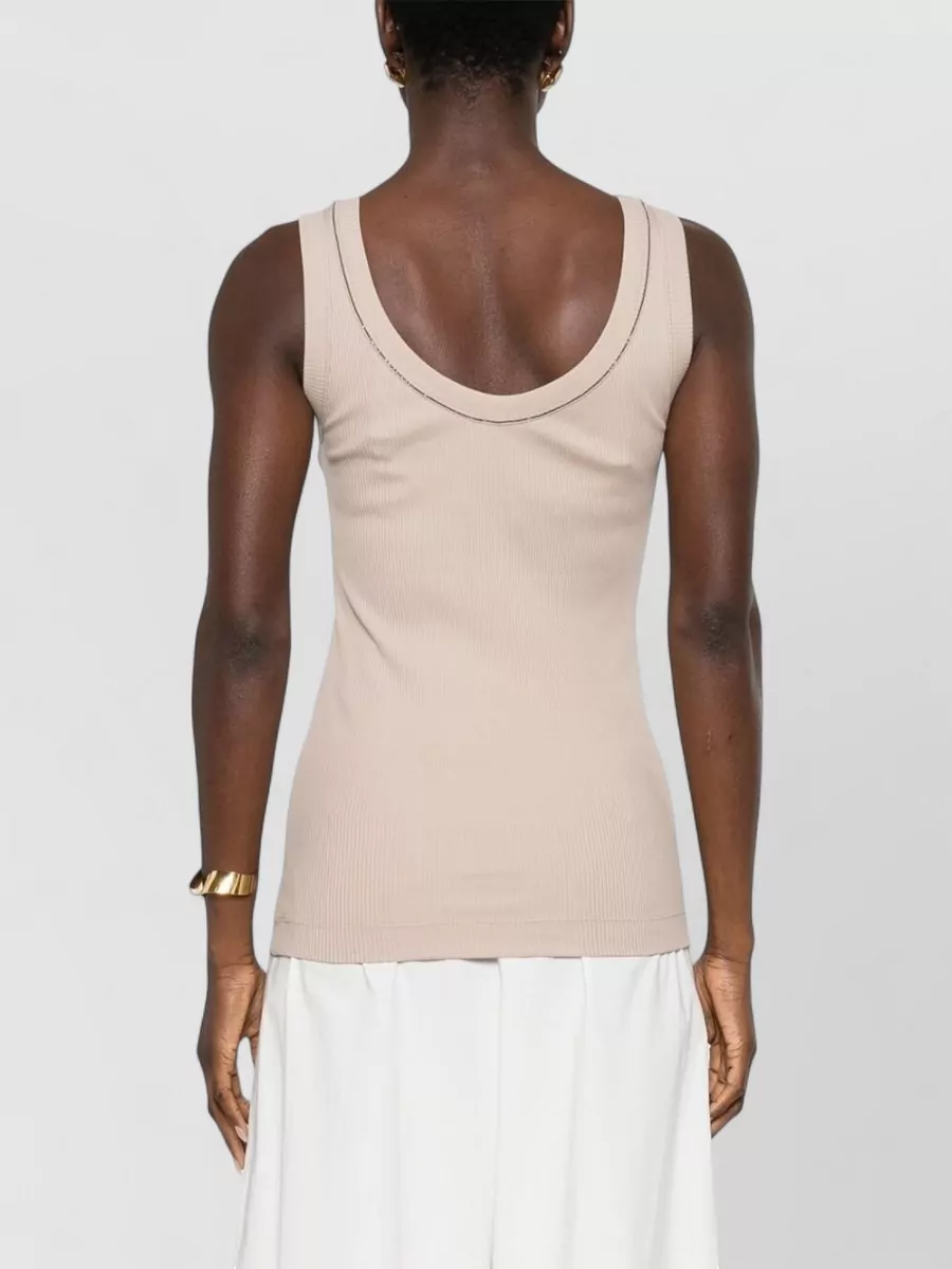 Brunello Cucinelli Ribbed Tank Top Scoop Neckline Trim