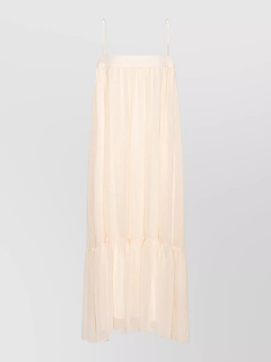 Rotate Chiffon A-Line Square Neck Tiered Maxi Dress