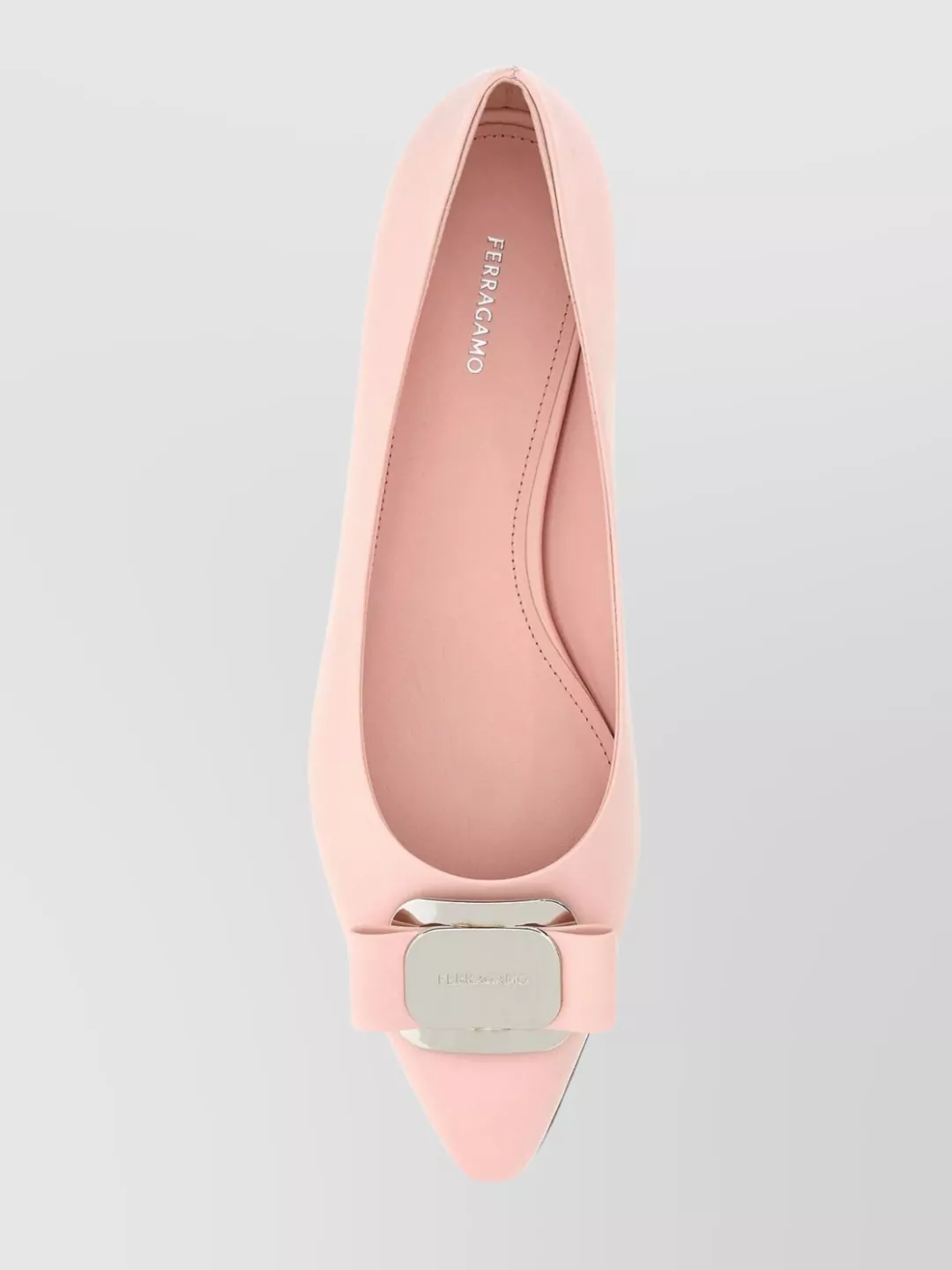 Ferragamo Leather Ballerinas With Buckle And Logoed Bow