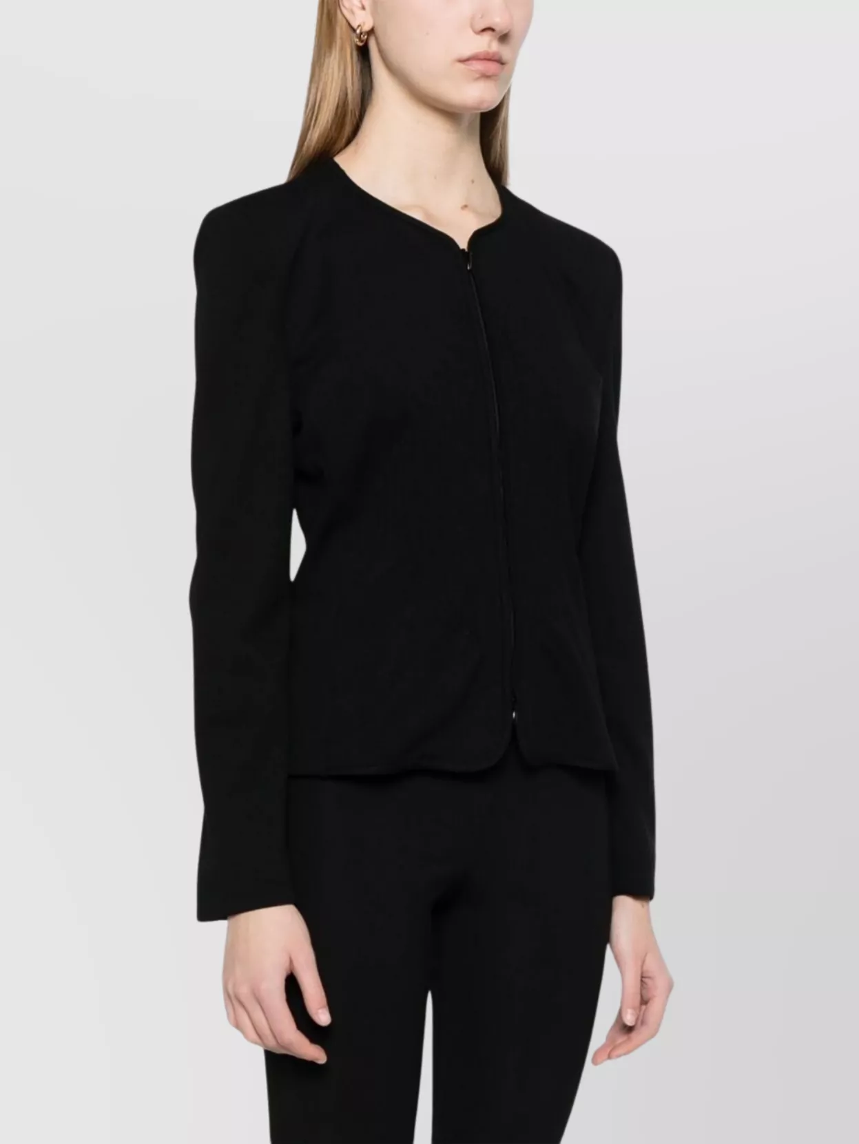 Emporio Armani Zippered Blazer Jacket With Shoulder Pads