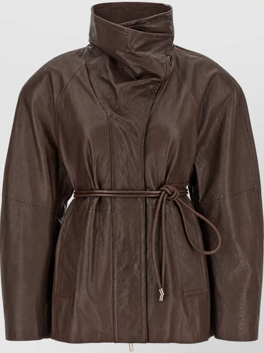 Sportmax Leather Belted Single Breasted Coat