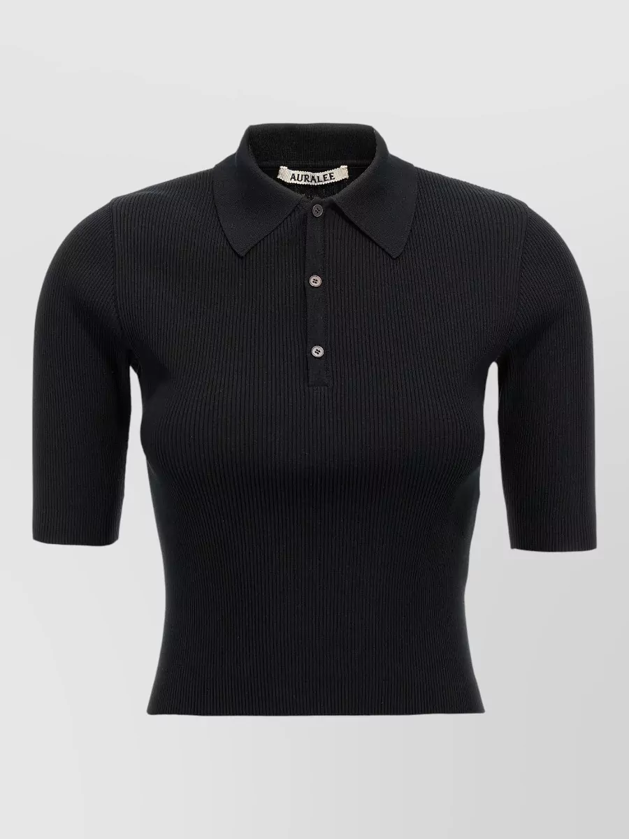 Auralee ribbed polo top