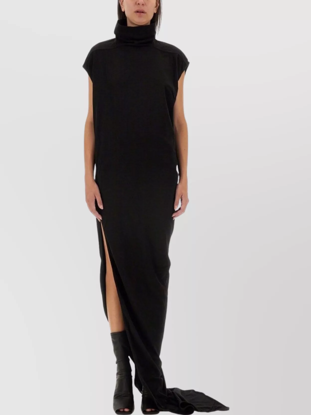 Rick Owens Drkshdw Long Dress With Cap Sleeves And Draped Detail