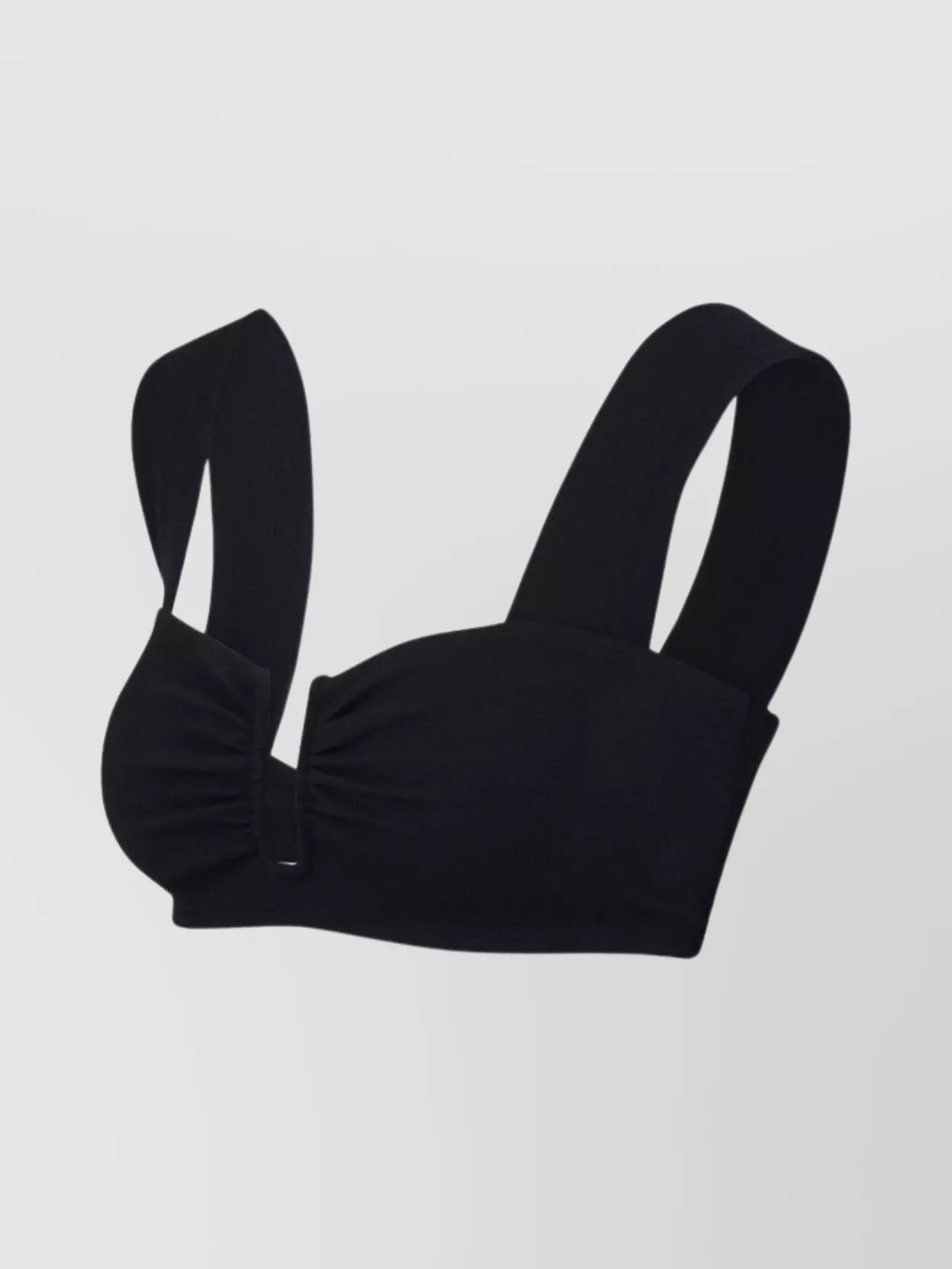 By Malene Birger Ribbed Square Neck Cropped Wide Strap Top