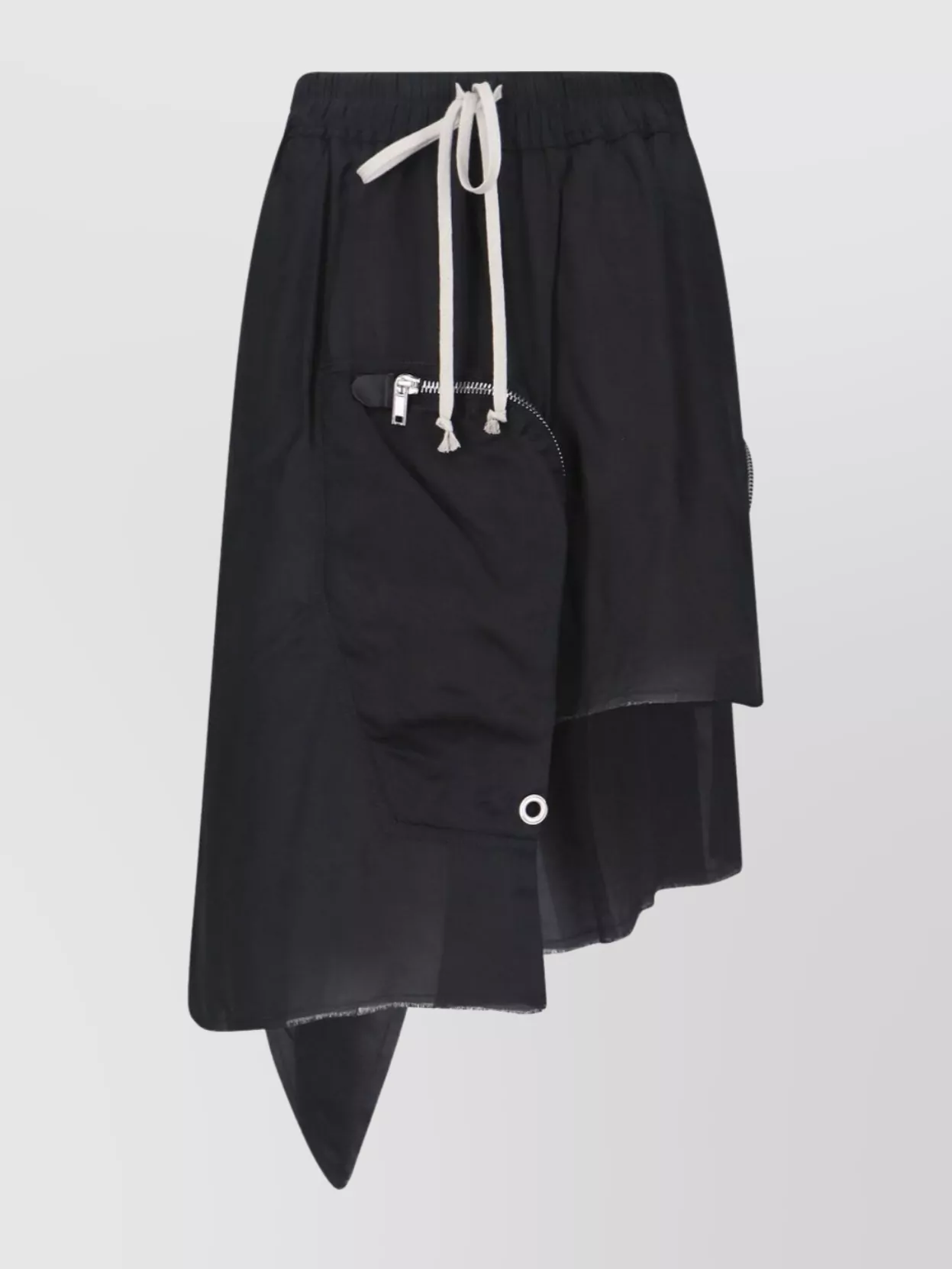 Rick Owens Midi Skirt With Asymmetric Hem And Pockets In Black