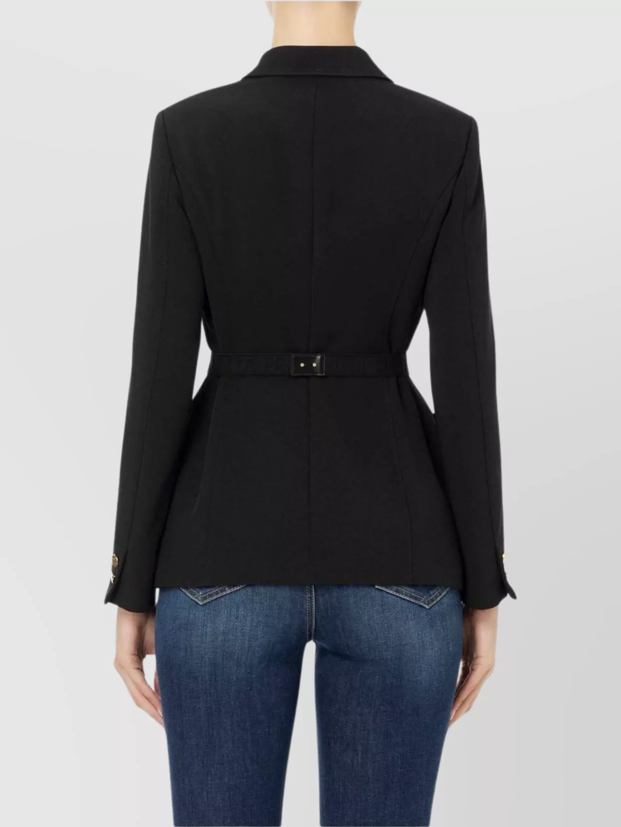 Elisabetta Franchi Belted Waist Jacket Gold-Tone Hardware