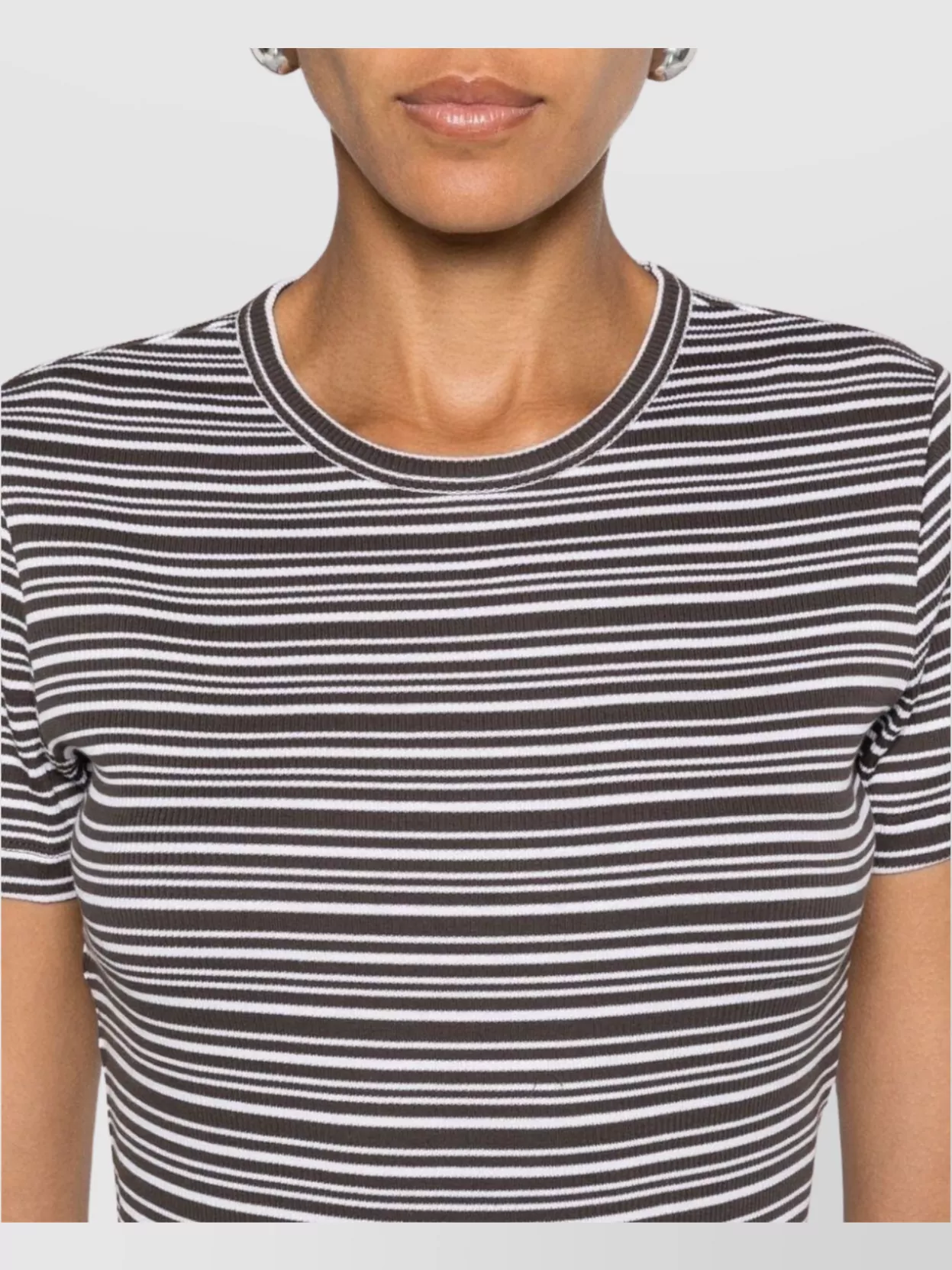 Filippa K Ribbed Organic Cotton T-Shirt With Horizontal Stripes