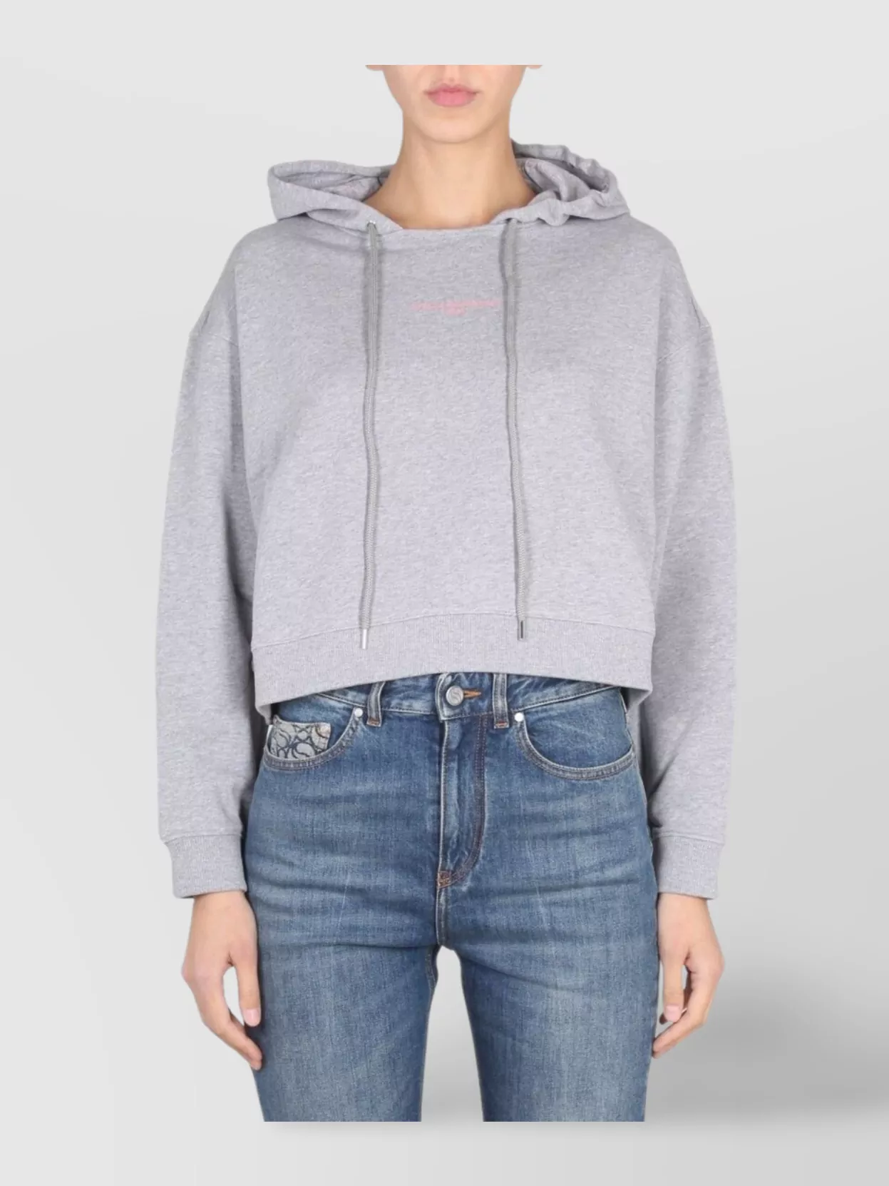 STELLA MCCARTNEY EMBROIDERED LOGO HOODED CROPPED SWEATSHIRT