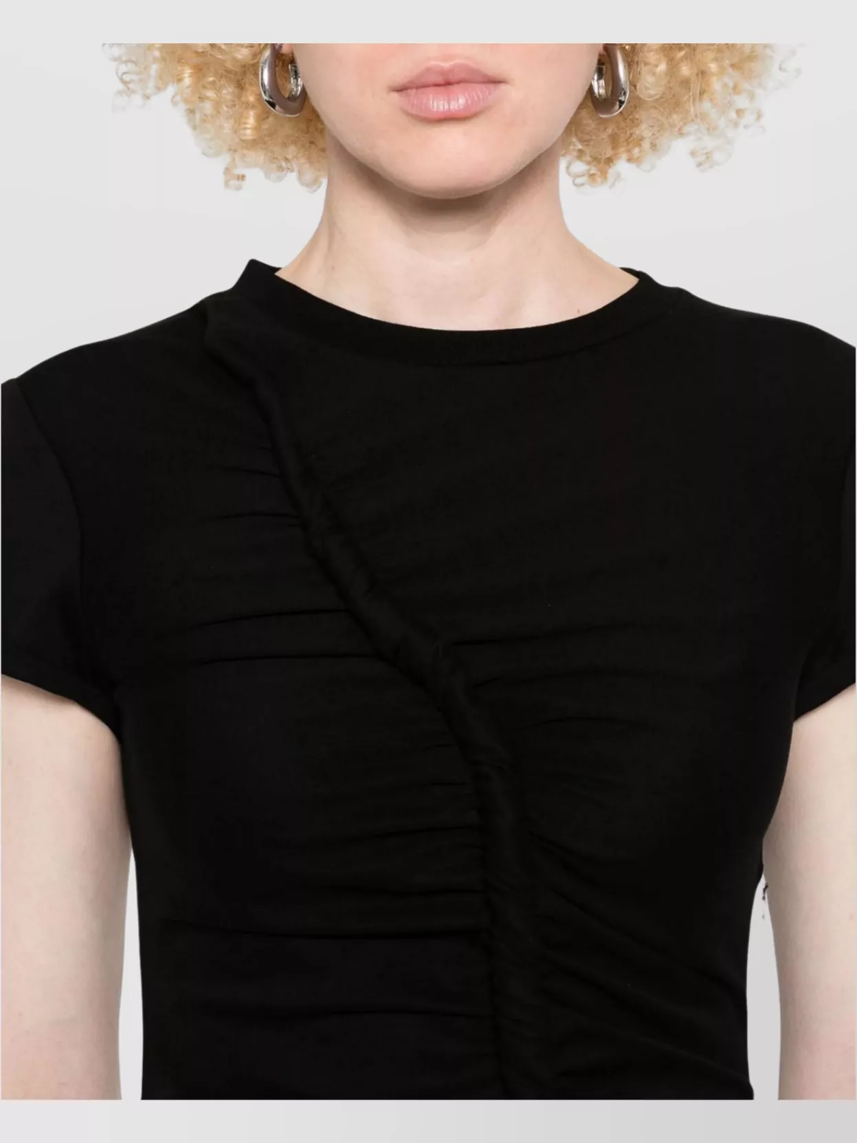 Alexander Mcqueen Short Sleeve Crewneck Dress With Gathered Detail
