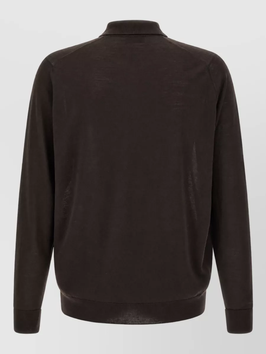 John Smedley Merino Wool Long-Sleeve Polo Shirt