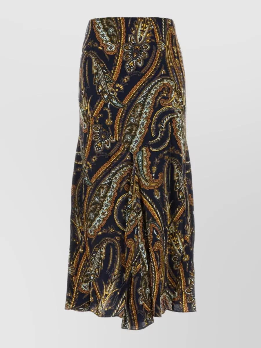 Etro printed satin high-waisted skirt