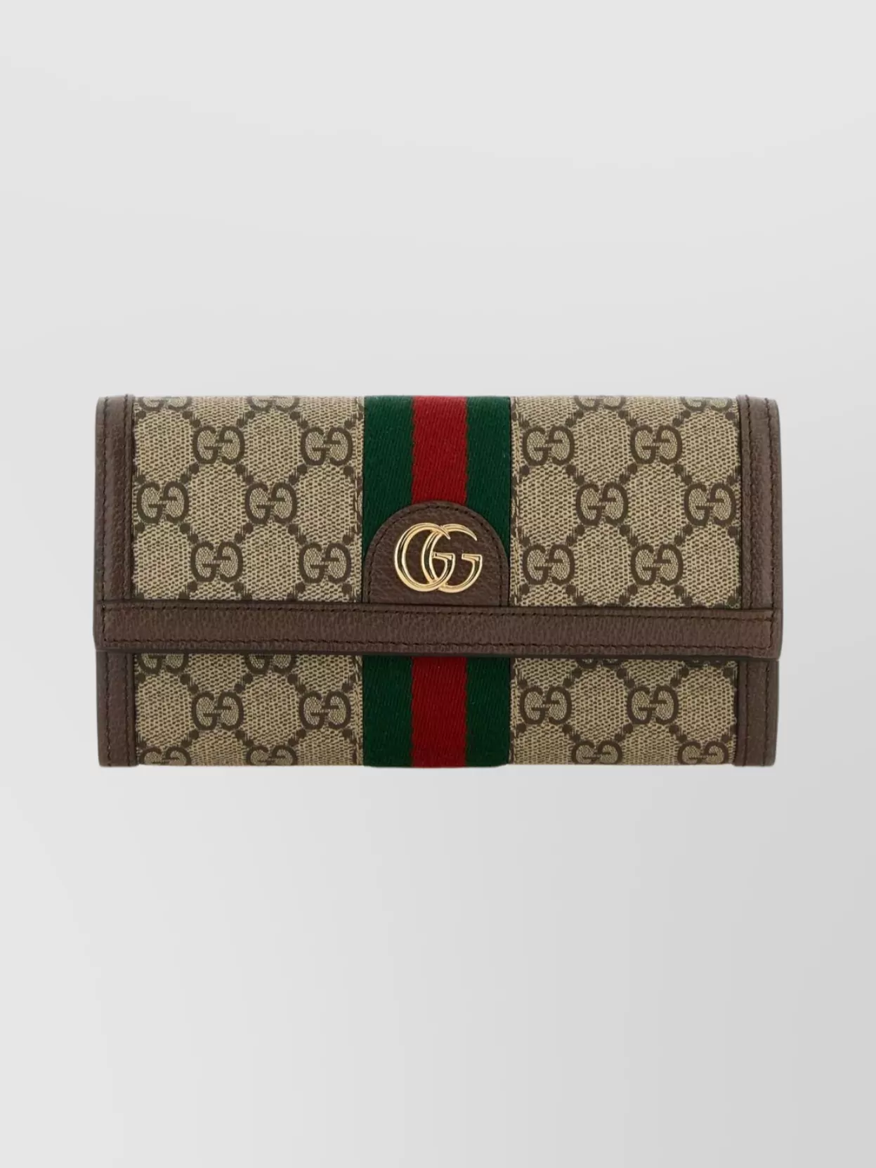 Gucci Tricolor Stripe Rectangular Purse And Cardholder In Brown