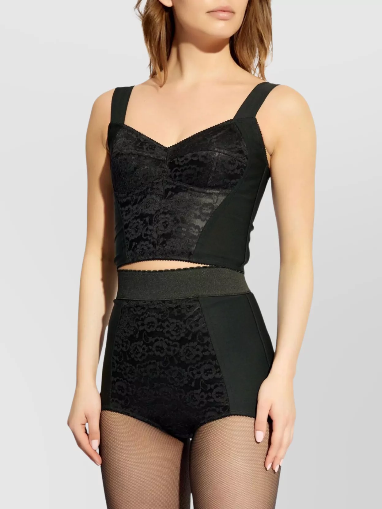 Dolce&Gabbana Jacquard Sheath And Lace Corset Bustier