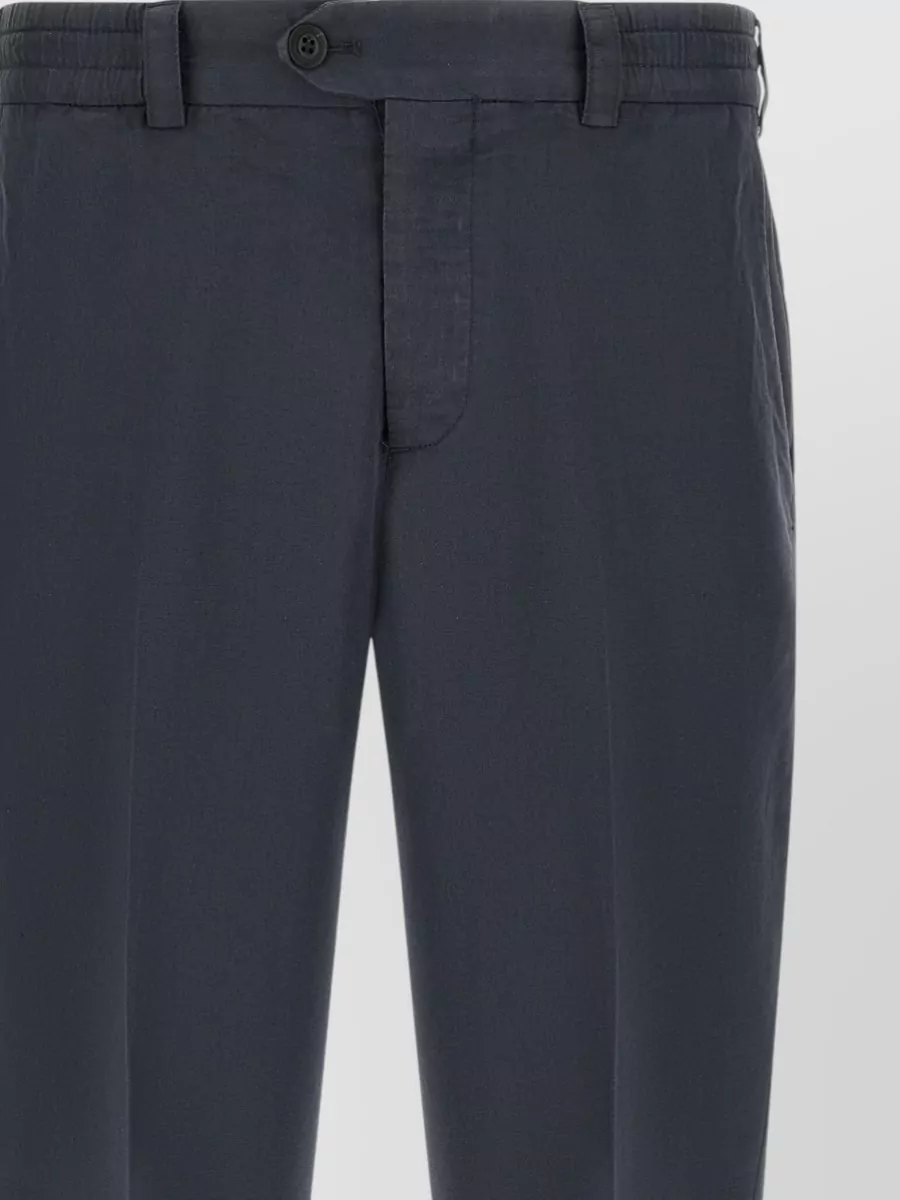 Pt Torino Linen Cotton Low-Rise Cropped Straight-Leg Trousers