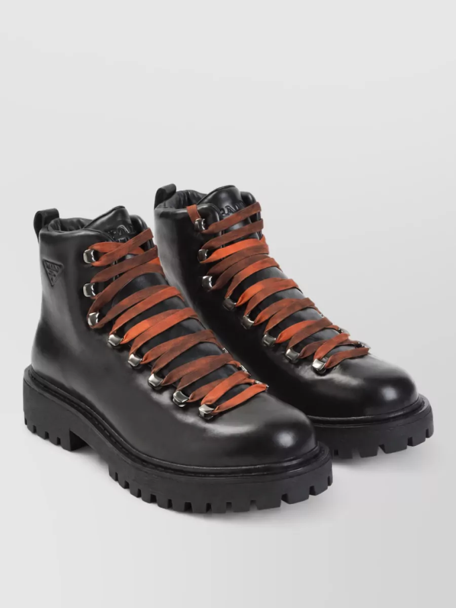 Prada leather lace-up ankle boots