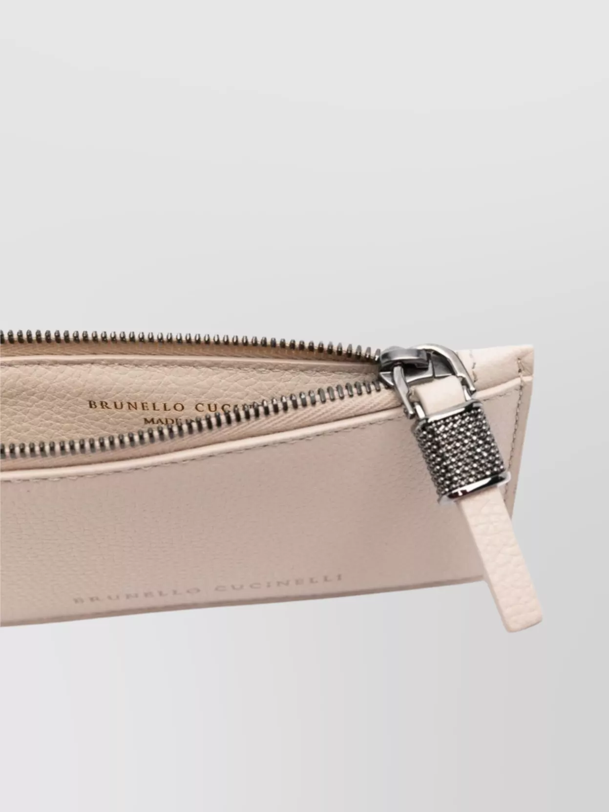 BRUNELLO CUCINELLI ZIPPED LEATHER POUCH WITH PROTECTIVE DUST BAG