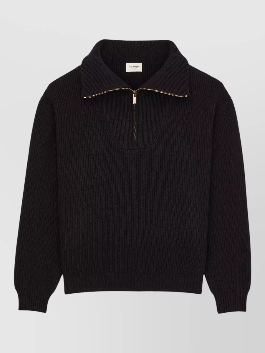 Saint Laurent wool ribbed half-zip sweater