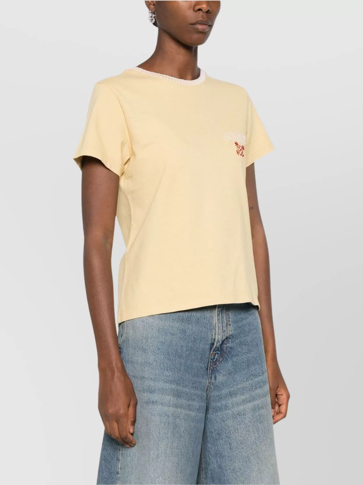 Golden Goose Doris Crew Neck T-Shirt With Whipstitch Trim