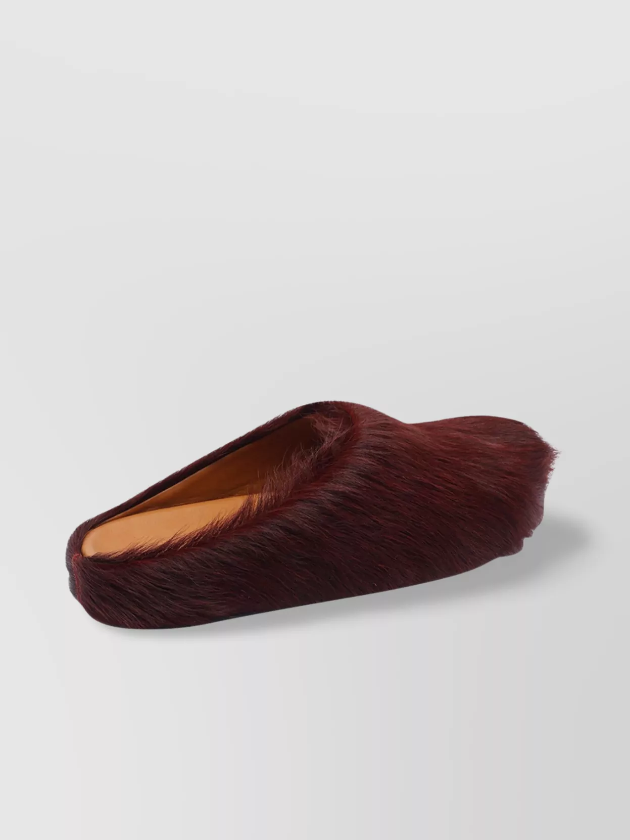 Marni Bordeaux Faux Fur Leather Slippers