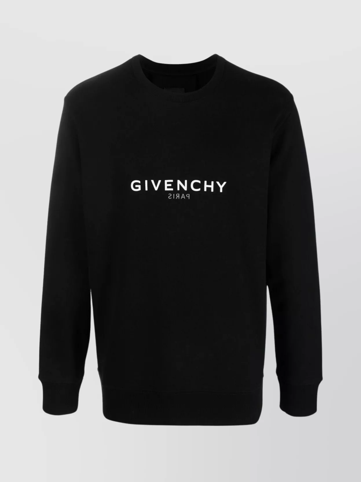 Givenchy Cotton Crewneck Sweater Ribbed Accents In Black